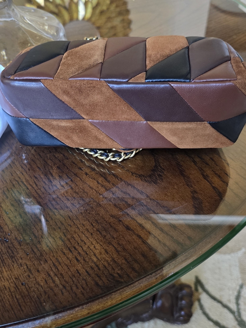 Coach Tabby Patchwork Quilted Leather Chain Shoulder Bag in Maple Brown. - Picture 6 of 17